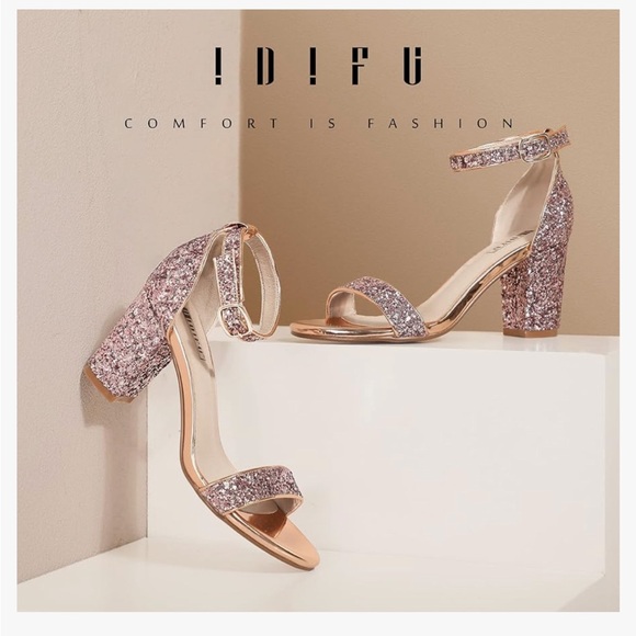 Rose Gold Glitter Heels - Picture 3 of 9